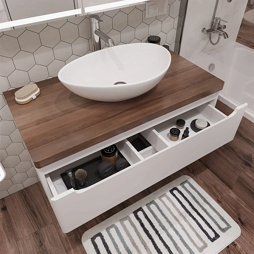 Тумба с раковиной STWORKI Берген 100 белая с темной столешницей, Moduo 55 Leaf 549577 Тумба с раковиной STWORKI Берген 100 белая с темной столешницей, Moduo 55 Leaf 549577