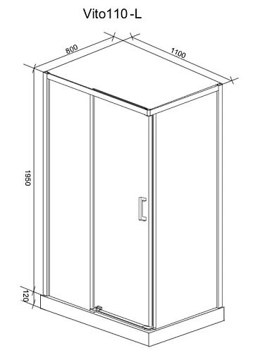 Душевой уголок Ceruttispa VITO110-L без поддона 80x110x195 Душевой уголок Ceruttispa VITO110-L без поддона 80x110x195