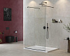 Картинка анонса товара «душевая перегородка cezares liberta-l-2-110-120-c-nero 110см стекло прозрачное, профиль черный»