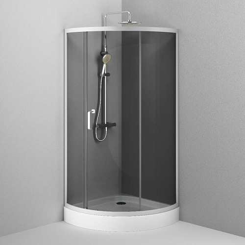Душевой уголок AM.PM Like W83G-315-090CG64 Slide 90x90, стекло тонированное, профиль матовый серый Душевой уголок AM.PM Like W83G-315-090CG64 Slide 90x90, стекло тонированное, профиль матовый серый