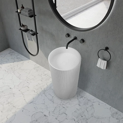 Раковина ABBER Stein AS2501-H отдельностоящая, белая матовая Раковина ABBER Stein AS2501-H отдельностоящая, белая матовая