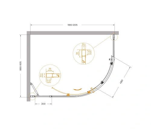 Душевой уголок CEZARES MOLVENO-RH-1-120/90-C-GM-IV цвет профиля оружейная сталь стекло прозрачное 1200x900 мм Душевой уголок CEZARES MOLVENO-RH-1-120/90-C-GM-IV цвет профиля оружейная сталь стекло прозрачное 1200x900 мм
