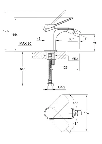 Смеситель для биде Cersanit ODRA (A63053) однорычажный 63053 Смеситель для биде Cersanit ODRA (A63053) однорычажный 63053