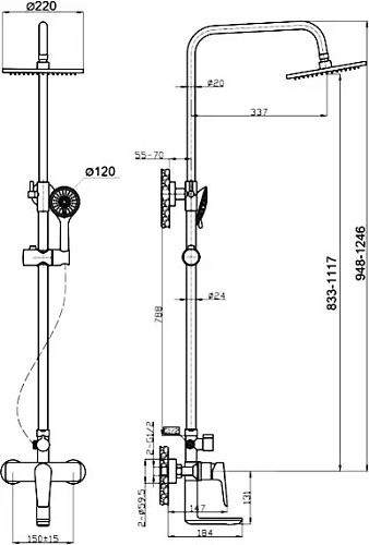 Душевая система STWORKI Вестерос VS-04cr 553225 Душевая система STWORKI Вестерос VS-04cr 553225