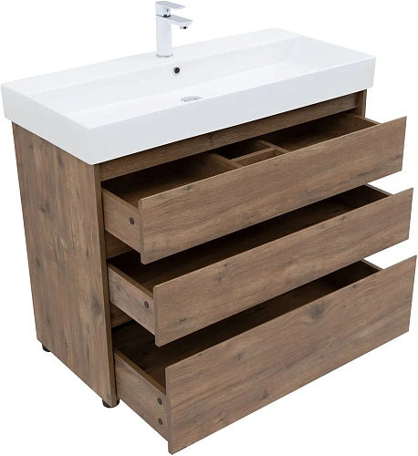 Тумба под раковину Aquanet Nova Lite 100 дуб рустикальный (3 ящика) 00302480 Тумба под раковину Aquanet Nova Lite 100 дуб рустикальный (3 ящика) 00302480
