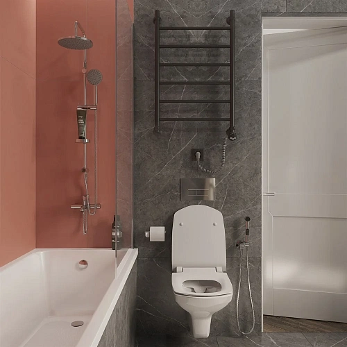 Полотенцесушитель электрический EWRIKA Сафо P 80х50 R, черный матовый 462090 Полотенцесушитель электрический EWRIKA Сафо P 80х50 R, черный матовый 462090