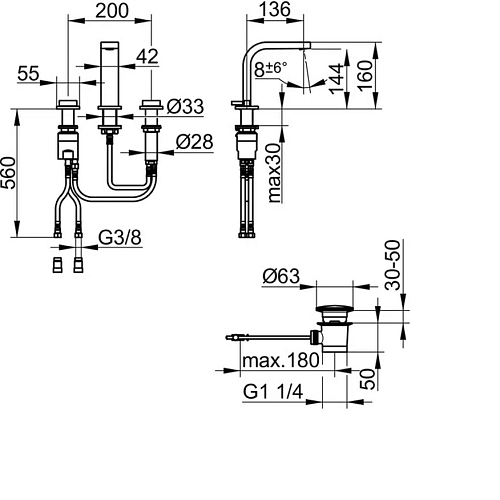 Смеситель для раковины Keuco Edition 11 51115130100 хром черный шлифованный Смеситель для раковины Keuco Edition 11 51115130100 хром черный шлифованный