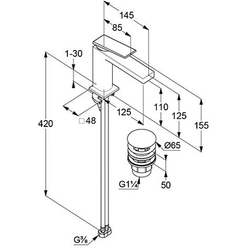 Смеситель для раковины Kludi DECUS 542880575 хром Смеситель для раковины Kludi DECUS 542880575 хром