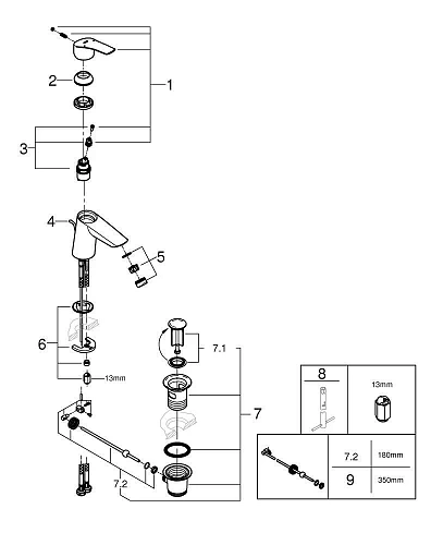 Смеситель для раковины GROHE Eurosmart S-Size (23965003) Смеситель для раковины GROHE Eurosmart S-Size (23965003)