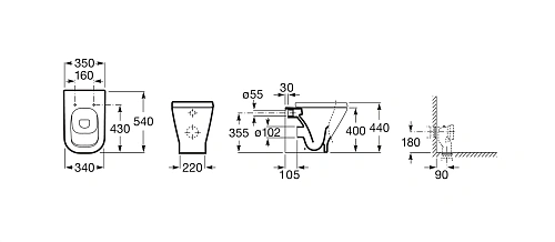 Унитаз приставной Roca Gap 347477000 Унитаз приставной Roca Gap 347477000