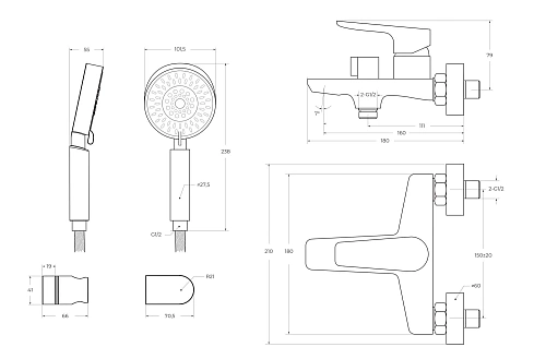 Смеситель для ванны BelBagno ANCONA-VAS/DFS-CRM хром Смеситель для ванны BelBagno ANCONA-VAS/DFS-CRM хром