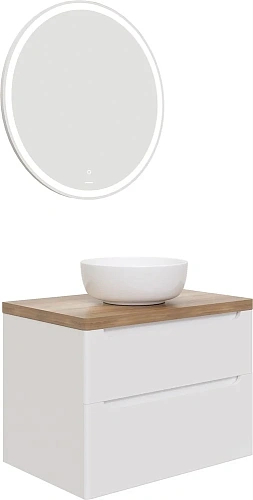 Комплект мебели STWORKI Берген 80 белая со светлой столешницей, раковина Moduo 40 RING 549483 Комплект мебели STWORKI Берген 80 белая со светлой столешницей, раковина Moduo 40 RING 549483