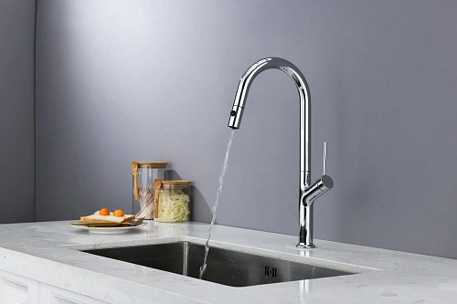 Смеситель для кухни AQUAme Cucina AQM9905CR с выдвижным изливом, с подключением к фильтру с питьевой водой, хром Смеситель для кухни AQUAme Cucina AQM9905CR с выдвижным изливом, с подключением к фильтру с питьевой водой, хром