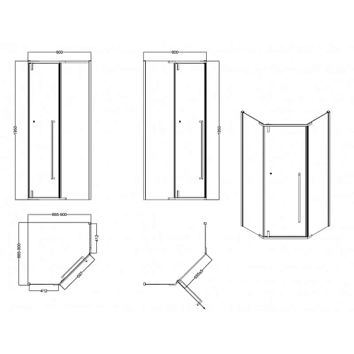 Душевой уголок Esbano SURF (ESOGS90PRC) ESS-90PR-C 90x90x195 Душевой уголок Esbano SURF (ESOGS90PRC) ESS-90PR-C 90x90x195