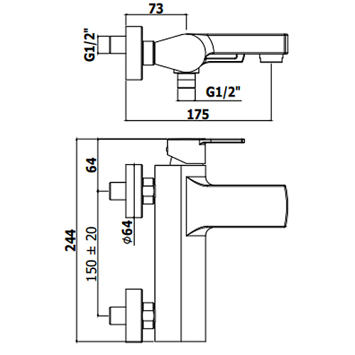 Смеситель для ванны Paffoni Ringo RIN023BO белый матовый Смеситель для ванны Paffoni Ringo RIN023BO белый матовый