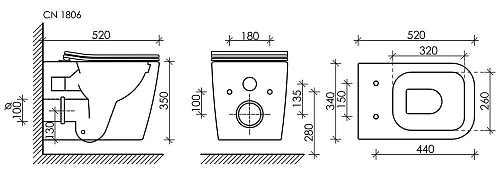 Унитаз подвесной Ceramica Nova CUBIC CN1806 белый с сиденьем Унитаз подвесной Ceramica Nova CUBIC CN1806 белый с сиденьем
