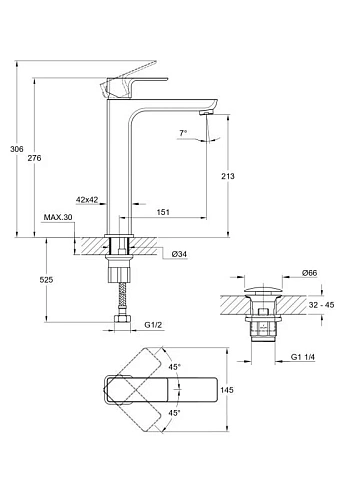 Смеситель для раковины Cersanit GEO (A63043) однорычажный клик клак 63043 Смеситель для раковины Cersanit GEO (A63043) однорычажный клик клак 63043