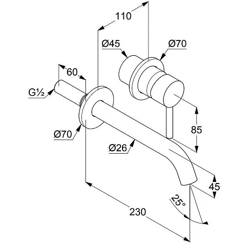 Смеситель для раковины Kludi BOZZ 38245N076S встраиваемый, брашированное золото Смеситель для раковины Kludi BOZZ 38245N076S встраиваемый, брашированное золото