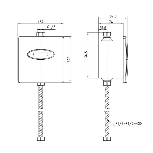 Смывное устройство для писсуара Lemark Project LM4657CE сенсорное, матовый Смывное устройство для писсуара Lemark Project LM4657CE сенсорное, матовый