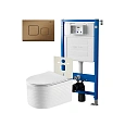 Комплект инсталляции Point Элемент PN45120 с клавишей смыва Афина, бронза брашированная, PN44041BB и унитазом Омега белый, с сиденьем микролифт PN41902 Комплект инсталляции Point Элемент PN45120 с клавишей смыва Афина, бронза брашированная, PN44041BB и унитазом Омега белый, с сиденьем микролифт PN41902