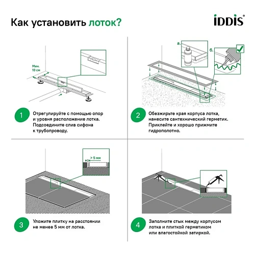 Душевой лоток IDDIS (975A8SB10DZ) горизонтальный выпуск, комбинированный затвор, перфорированная решетка, 800мм, хром Душевой лоток IDDIS (975A8SB10DZ) горизонтальный выпуск, комбинированный затвор, перфорированная решетка, 800мм, хром