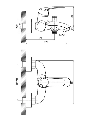 Смеситель для ванны Orange Alfi M18-100cr Смеситель для ванны Orange Alfi M18-100cr