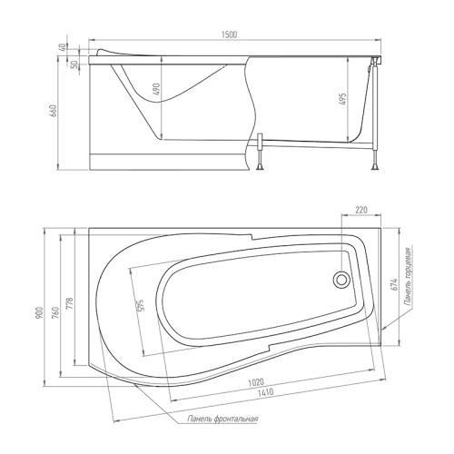 Акриловая ванна Timo VINO1590L (1500x900x660) Акриловая ванна Timo VINO1590L (1500x900x660)