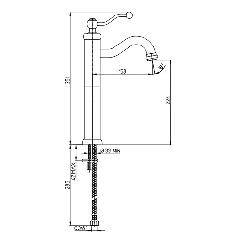 Смеситель для раковины Paini Duomo 88PJ205LL без донного клапана, высокий, матовое золото PVD Смеситель для раковины Paini Duomo 88PJ205LL без донного клапана, высокий, матовое золото PVD