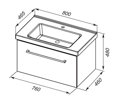 Тумба под раковину DREJA BIG INN, 80 см, подвесная, 1 ящик + выдвижной внутренний ящик, дуб кантри 7 77.0204D Тумба под раковину DREJA BIG INN, 80 см, подвесная, 1 ящик + выдвижной внутренний ящик, дуб кантри 7 77.0204D