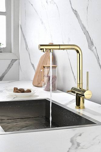 Смеситель для кухни Paulmark SERPENTINE золото Se213222-G Смеситель для кухни Paulmark SERPENTINE золото Se213222-G