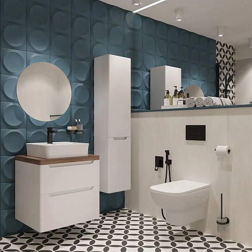 Тумба с раковиной STWORKI Берген 60 белая с темной столешницей, Bocchi Slim Line 1598-001-0126 56721 567214 Тумба с раковиной STWORKI Берген 60 белая с темной столешницей, Bocchi Slim Line 1598-001-0126 56721 567214