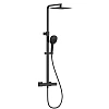 Душевая система AQUAme AQM 8007MB с термостатом, Ø226/120мм, 1/3 режим, верхний душ - сталь, Cool To AQM8007MB