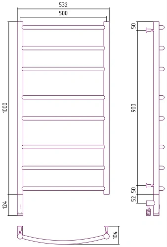 Полотенцесушитель электрический Сунержа Галант 3.0 1000х500 МЭМ левый 15-5800-1050 Темный титан муар Полотенцесушитель электрический Сунержа Галант 3.0 1000х500 МЭМ левый 15-5800-1050 Темный титан муар