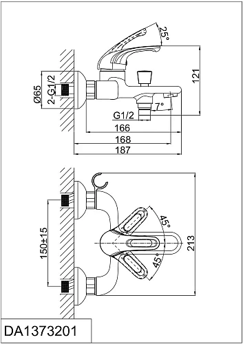 Смеситель для ванны D&K Eucharius Rhein DA1373201 Смеситель для ванны D&K Eucharius Rhein DA1373201