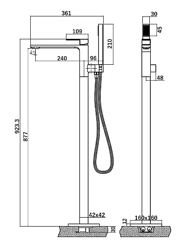 Смеситель для ванны Orange Lutz M04-336cr напольный Смеситель для ванны Orange Lutz M04-336cr напольный