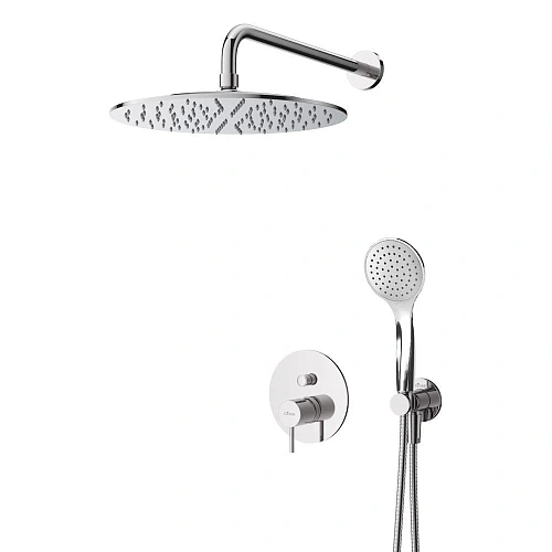 Душевая система CEZARES LEAF-DSIP-30-L-01 встраиваемая, верхним душем 30 см с кронштейном и ручным душем со штуцером, держателем и шлангом, хром Душевая система CEZARES LEAF-DSIP-30-L-01 встраиваемая, верхним душем 30 см с кронштейном и ручным душем со штуцером, держателем и шлангом, хром