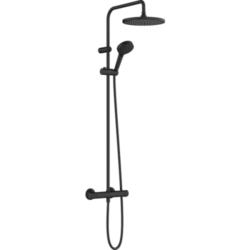 Душевая система Hansgrohe Vernis Shape Showerpipe 240 1jet с термостатом 26428670, матовый черный Душевая система Hansgrohe Vernis Shape Showerpipe 240 1jet с термостатом 26428670, матовый черный
