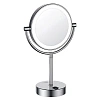 Зеркало косметическое WasserKRAFT K-1005 с LED-подсветкой двухстороннее, стандартное и с 3-х кратным увеличением хром Зеркало косметическое WasserKRAFT K-1005 с LED-подсветкой двухстороннее, стандартное и с 3-х кратным увеличением хром