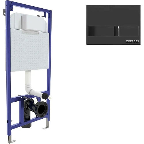 Инсталляция для унитаза BERGES NOVUM L6 с кнопкой черный глянец 040216 Инсталляция для унитаза BERGES NOVUM L6 с кнопкой черный глянец 040216