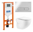 Комплект унитаза BelBagno BB066CHR/BB870SC/BB002-80/BB005-PR-CHROME с инсталляцией, клавишей смыва Комплект унитаза BelBagno BB066CHR/BB870SC/BB002-80/BB005-PR-CHROME с инсталляцией, клавишей смыва