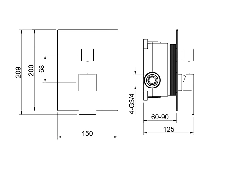 Смеситель для ванны Aquatek ЛИБРА AQ1646MB Черный матовый, встраиваемый Смеситель для ванны Aquatek ЛИБРА AQ1646MB Черный матовый, встраиваемый