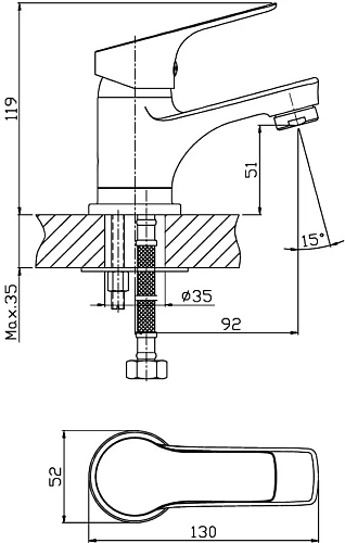 Смеситель для раковины STWORKI Монтре MO-03cr 550140 Смеситель для раковины STWORKI Монтре MO-03cr 550140