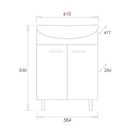 Тумба под раковину Onika КОРАЛЛ 60.10 106042 Тумба под раковину Onika КОРАЛЛ 60.10 106042