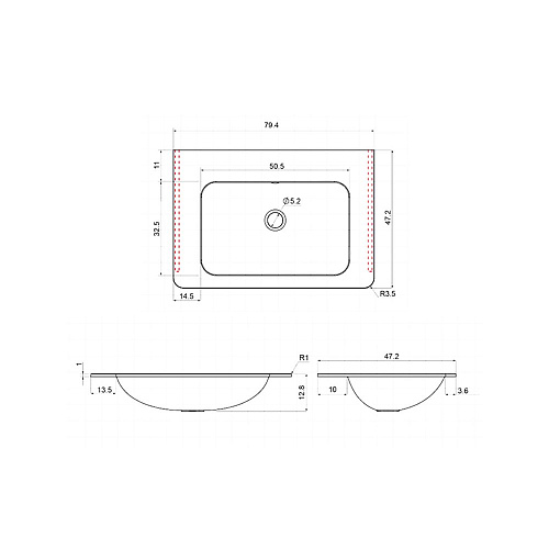 Раковина Vincea VCB-2VP800B из искусственного камня, черная Раковина Vincea VCB-2VP800B из искусственного камня, черная