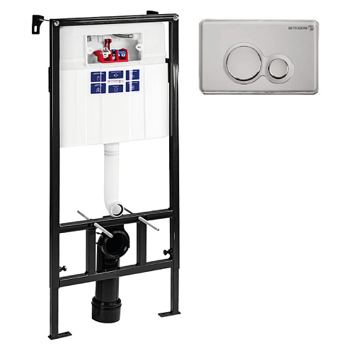 Инсталляция для унитаза BETTOSERB SAVA SLIM SUPERIOR SES40006463 с клавишей смыва DUO хром матовый/хром Инсталляция для унитаза BETTOSERB SAVA SLIM SUPERIOR SES40006463 с клавишей смыва DUO хром матовый/хром