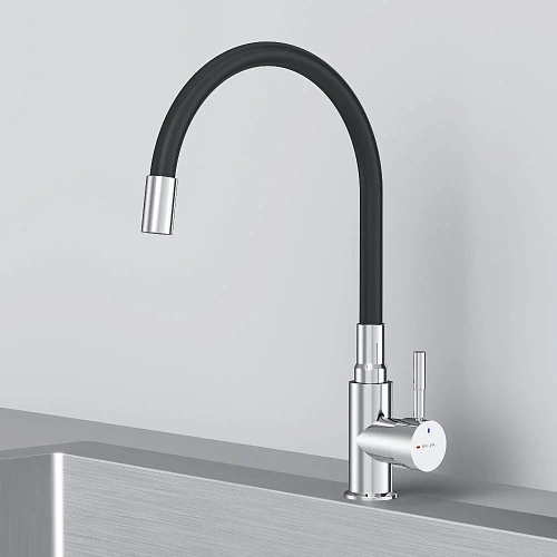 Смеситель для кухни AM.PM X-Joy S F85B07602 с гибким изливом, черный/хром Смеситель для кухни AM.PM X-Joy S F85B07602 с гибким изливом, черный/хром