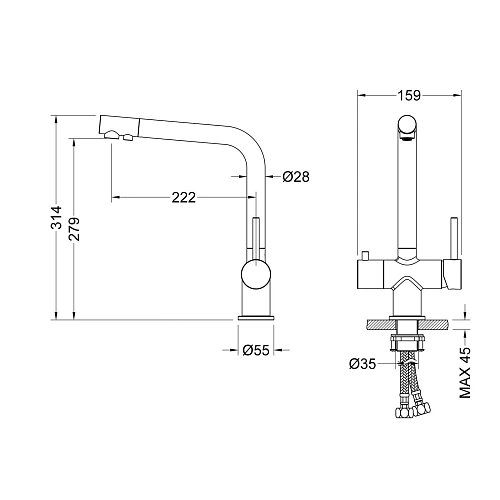 Смеситель для кухни Timo Saona 2396/17F с подключением фильтра золото матовое Смеситель для кухни Timo Saona 2396/17F с подключением фильтра золото матовое