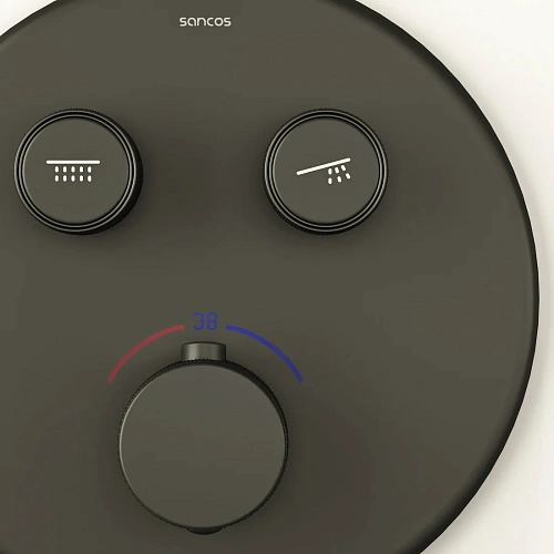 Душевая система Sancos Space SC3006MB встраиваемый с термостатом, черный матовый Душевая система Sancos Space SC3006MB встраиваемый с термостатом, черный матовый