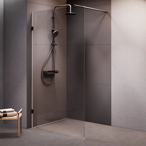 Душевая перегородка AM.PM X-Joy W94WI-110-F1-BTE 110x195, стекло прозрачное 6 мм с покрытием, профиль черный Душевая перегородка AM.PM X-Joy W94WI-110-F1-BTE 110x195, стекло прозрачное 6 мм с покрытием, профиль черный