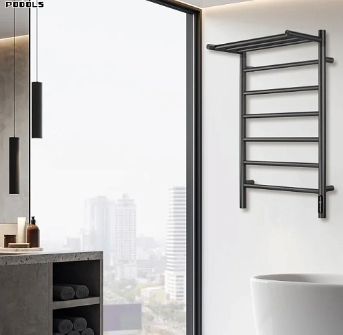 Полотенцесушитель электрический Teso Azaro Line с полкой Z5080YY63 оружейная сталь Полотенцесушитель электрический Teso Azaro Line с полкой Z5080YY63 оружейная сталь